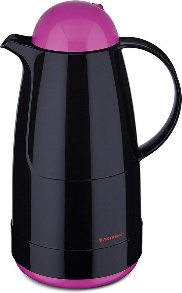 ROTPUNKT Isolierkanne 1,5 ltr. hochwertig I Glaseinsatz I BPA Frei I 24 Std warm 36 std kalt, 1.5 l, (Kaffeekanne I Teekanne, black/bottlepop), Glaskolben aus doppelwandigem Rosalin-Glas von ROTPUNKT