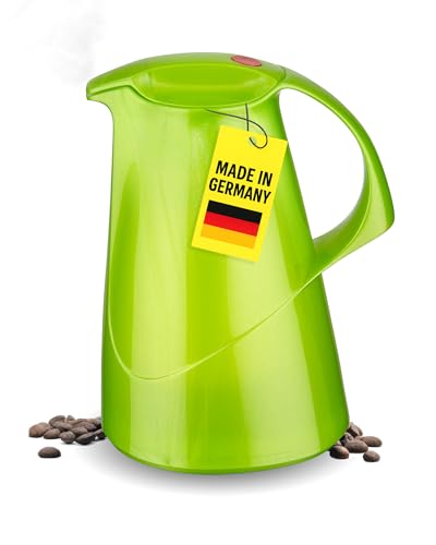 ROTPUNKT Isolierkanne 1L - Premium Kaffekanne Made in Germany I Hält bis zu 24 Std heiß I Warmhaltekanne für Kaffee und Tee (Stepahnie 260, Shiny Pear) von ROTPUNKT
