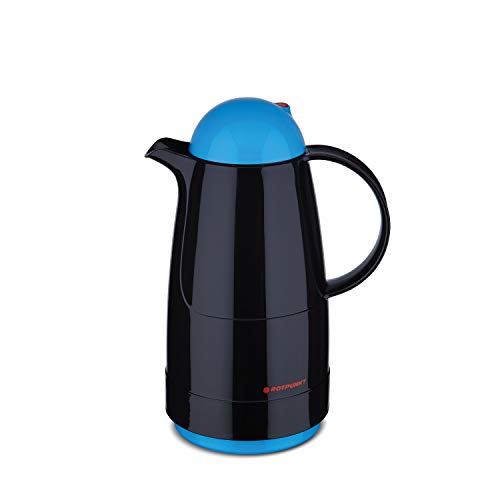 ROTPUNKT Isolierkanne 200 CHRISTINE 0,5 l | Zweifunktions-Drehverschluss | BPA Frei- gesundes trinken | Made in Germany | Warm+Kalthaltung | black/electric kingfisher von ROTPUNKT