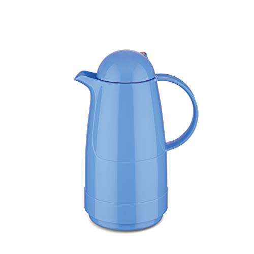 ROTPUNKT Isolierkanne 200 Christine 0,5 l | Zweifunktions-Drehverschluss | BPA-frei - gesundes Trinken | Made in Germany | Warm + Kalthaltung | Glaseinsatz | Babyblue von ROTPUNKT