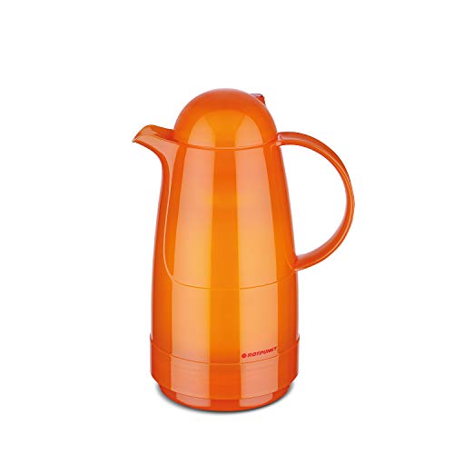 ROTPUNKT Isolierkanne 200 Christine 0,5 l | Zweifunktions-Drehverschluss | BPA-frei - gesundes Trinken | Made in Germany | Warm + Kalthaltung | Glaseinsatz | Glossy orange von ROTPUNKT
