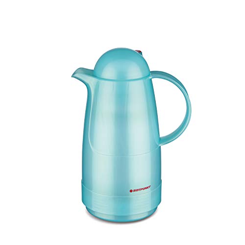 ROTPUNKT Isolierkanne 200 Christine 0,5 l | Zweifunktions-Drehverschluss | BPA-frei - gesundes Trinken | Made in Germany | Warm + Kalthaltung | Glaseinsatz | Shiny aquamarin von ROTPUNKT