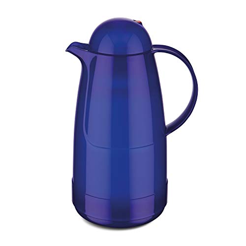 ROTPUNKT Isolierkanne 215 Christine 1,5 l | Zweifunktions-Drehverschluss | BPA Frei- gesundes Trinken | Made in Germany | Warm + Kalthaltung | Glaseinsatz (hyperblue) von ROTPUNKT