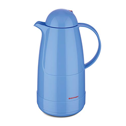 ROTPUNKT Isolierkanne 215 Christine 1,5 l | Zweifunktions-Drehverschluss | BPA Frei- gesundes Trinken | Made in Germany | Warm + Kalthaltung | Glaseinsatz | Babyblue von ROTPUNKT