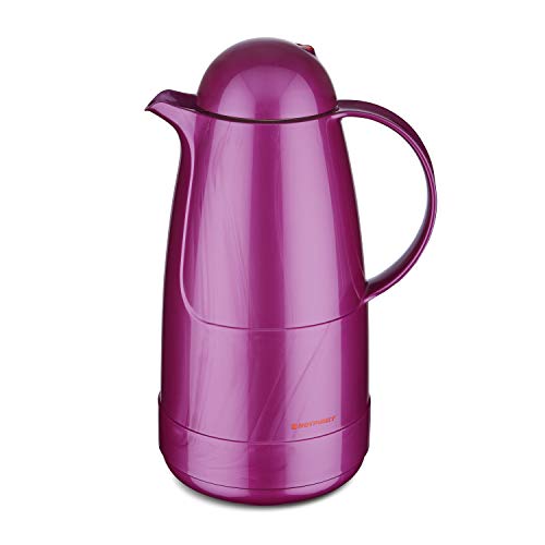 ROTPUNKT Isolierkanne 215 Christine 1,5 l | Zweifunktions-Drehverschluss | BPA Frei- gesundes Trinken | Made in Germany | Warm + Kalthaltung | Glaseinsatz | Shiny Grape von ROTPUNKT