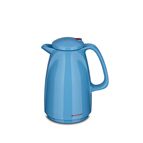 ROTPUNKT Isolierkanne 225 BELLA 0,5 l | Zweifunktions-Drehverschluss | BPA-frei - gesundes trinken | Made in Germany | Warm + Kalthaltung | Glaseinsatz (smurf) von ROTPUNKT