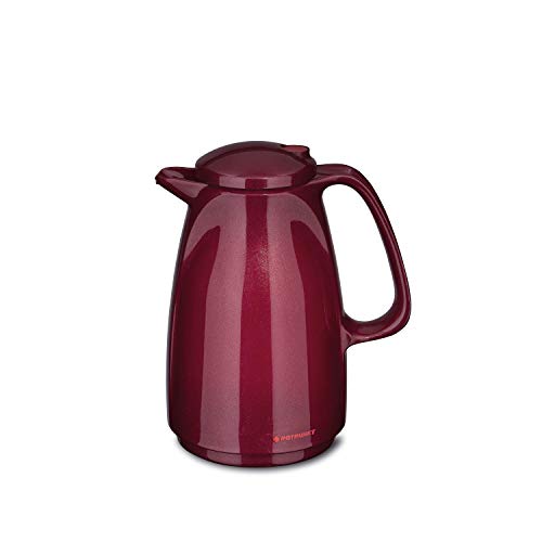 ROTPUNKT Isolierkanne 225 Bella 0,5 l | Zweifunktions-Drehverschluss | BPA-frei - gesundes Trinken | Made in Germany | Warm + Kalthaltung | Glaseinsatz | Sparkling red von ROTPUNKT