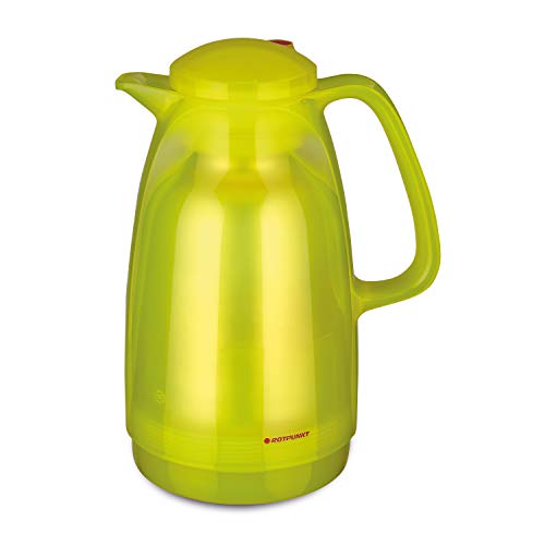 ROTPUNKT Isolierkanne 227 Bella 1,5 l | Zweifunktions-Drehverschluss | BPA-frei - gesundes Trinken | Made in Germany | Warm + Kalthaltung | Glaseinsatz (Glossy Canary) von ROTPUNKT