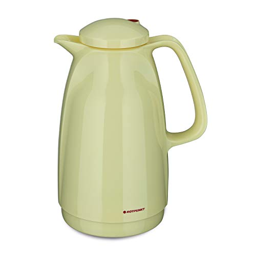 ROTPUNKT Isolierkanne 227 Bella 1,5 l | Zweifunktions-Drehverschluss | BPA-frei - gesundes Trinken | Made in Germany | Warm + Kalthaltung | Glaseinsatz | Vanilla von ROTPUNKT