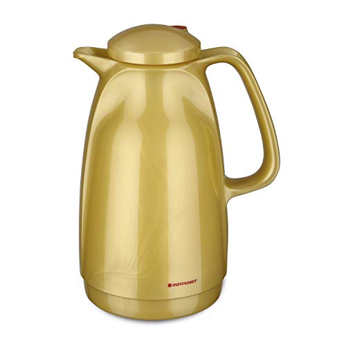 ROTPUNKT Isolierkanne 227 Bella 1,5 l | Zweifunktions-Drehverschluss | BPA-frei - gesundes Trinken | Made in Germany | Warm + Kalthaltung | Glaseinsatz | golden sepp von ROTPUNKT