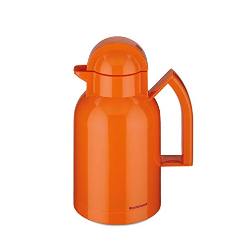 ROTPUNKT Isolierkanne 250 ANA 1,0 l | Zweifunktions-Drehverschluss | BPA Frei- gesundes trinken | Made in Germany | Warm + Kalthaltung | Glaseinsatz | electric clementine von ROTPUNKT