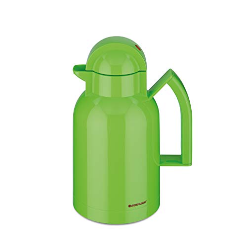ROTPUNKT Isolierkanne 250 ANA 1,0 l | Zweifunktions-Drehverschluss | BPA Frei- gesundes trinken | Made in Germany | Warm + Kalthaltung | Glaseinsatz | electric grashopper von ROTPUNKT