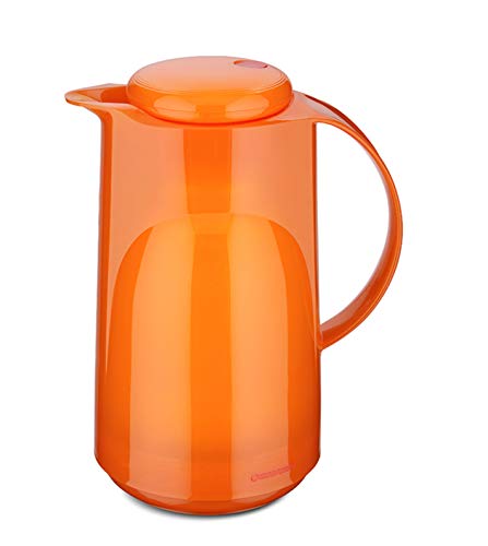 ROTPUNKT Isolierkanne 300 MARLA 1,0 l | Zweifunktions-Drehverschluss | BPA Frei- gesundes trinken | Made in Germany | Warm + Kalthaltung | Glaseinsatz | glossy orange von ROTPUNKT
