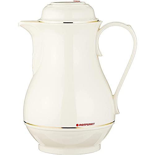 ROTPUNKT Isolierkanne 330 Christa 1,0 l | Zweifunktions-Drehverschluss | BPA Frei- gesundes Trinken | Made in Germany | Warm + Kalthaltung | Glaseinsatz (Ivory) von ROTPUNKT