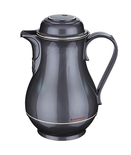 ROTPUNKT Isolierkanne 330 CHRISTA 1,0 l | Zweifunktions-Drehverschluss | BPA Frei- gesundes trinken | Made in Germany | Warm + Kalthaltung | Glaseinsatz | titan von ROTPUNKT