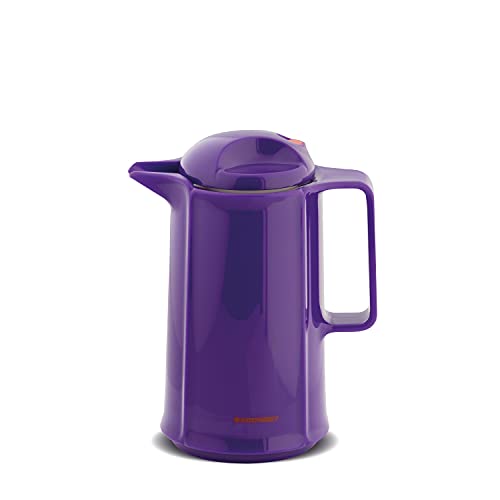 ROTPUNKT Isolierkanne 460 Marlis 0,6 l Zweifunktions-Drehverschluss | BPA Frei- gesundes Trinken | Made in Germany | Warm + Kalthaltung | Glaseinsatz | Purple Peacock von ROTPUNKT