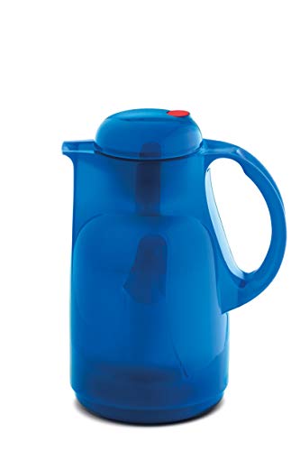 ROTPUNKT Isolierkanne 490 Hanna 1,0 l | Zweifunktions-Drehverschluss | BPA-frei - gesundes Trinken | Made in Germany | Warm + Kalthaltung | Glaseinsatz | Glossy Saphir von ROTPUNKT