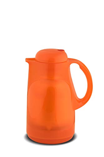 ROTPUNKT Isolierkanne 490 HANNA 1,0 l | Zweifunktions-Drehverschluss | BPA-frei - gesundes trinken | Made in Germany | Warm + Kalthaltung | Glaseinsatz | glossy orange von ROTPUNKT