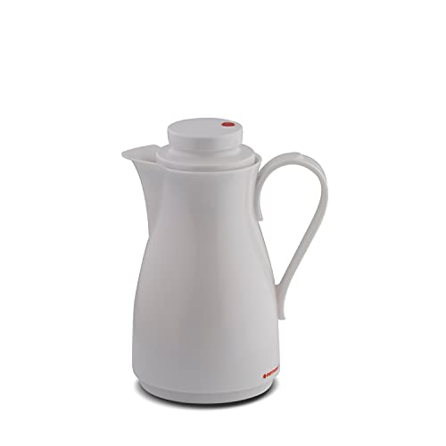 ROTPUNKT Isolierkanne 825 Karla 0,5 l | Zweifunktions-Drehverschluss | BPA Frei- gesundes Trinken | Made in Germany | Warm + Kalthaltung | Glaseinsatz | Arctic White von ROTPUNKT
