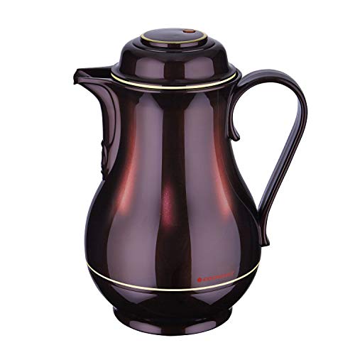 ROTPUNKT Isolierkanne 830 Christa 1,2 l | Zweifunktions-Drehverschluss | BPA-frei - gesundes Trinken | Made in Germany | Warm + Kalthaltung | Glaseinsatz | Black Cherry von ROTPUNKT