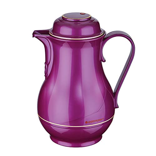 ROTPUNKT Isolierkanne 830 Christa 1,2 l | Zweifunktions-Drehverschluss | BPA-frei - gesundes Trinken | Made in Germany | Warm + Kalthaltung | Glaseinsatz | Shiny Grape von ROTPUNKT