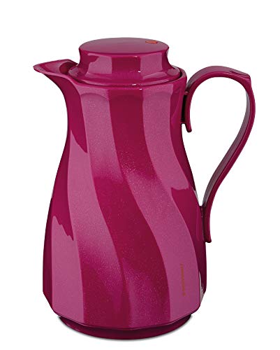 ROTPUNKT Isolierkanne 910 Theresia 1,0 l | Zweifunktions-Drehverschluss | BPA Frei- gesundes Trinken | Made in Germany | Warm + Kalthaltung | Glaseinsatz | Sparkling pink von ROTPUNKT