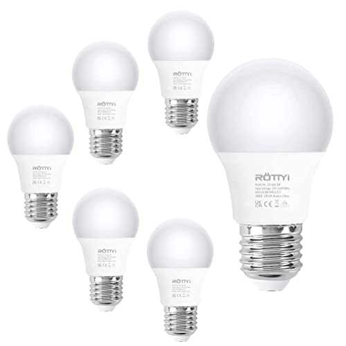 ROTTYI E27 LED Schraub Glühbirnen 60W Äquivalent, 3000K Warmweiße LED Glühbirne, 8W 880LM LED Glühbirne, BC A60 GLS Energiesparlampen, Classic Form nicht dimmbar, 6-Pack [Energieklasse E] von ROTTYI