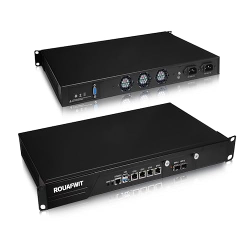 ROUAFWIT 1U Rackmount 19 Inch Firewall Micro Appliance, Core i3 N305 Network Security Router PC Hardware, 4 x i226V 2.5Gbe Dual SFP+ 10GB Ethernet, 3 Display, 32G DDR5 RAM 1T SSD von ROUAFWIT