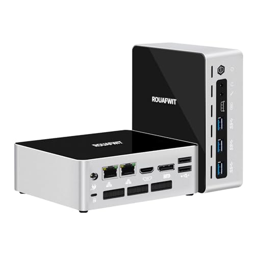 ROUAFWIT Core Ultra 7 155U Mini PC for Office Ultra-Thin DDR5 NO RAM NO SSD Dual NVMe, Dual Realtek Gigabit LAN, 4K Triple Display, AI Ready, Silent Mini Computer for Business/Home von ROUAFWIT