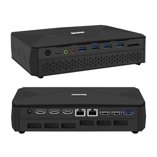 ROUAFWIT Gaming Mini PC Desktop Windows 11 Pro, Core i9 11900H 8C/16T with RTX 3060 12GB Grafik, DDR5 16GB RAM 512GB M.2 NVME SSD Klein Computer, Wifi6 BT5.2, 4 Display, 2 Lüfter von ROUAFWIT