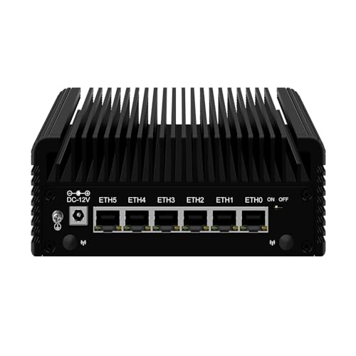 ROUAFWIT Micro Firewall Mini PC Core i3 N305 12TH Gen 8C/8T Fanless, DDR5 16GB RAM 2TB SSD Router Appliance Computer, Support Windows, OPNsense, 6 x 2.5Gbe i226-V, TF, Type C, AES-NI von ROUAFWIT