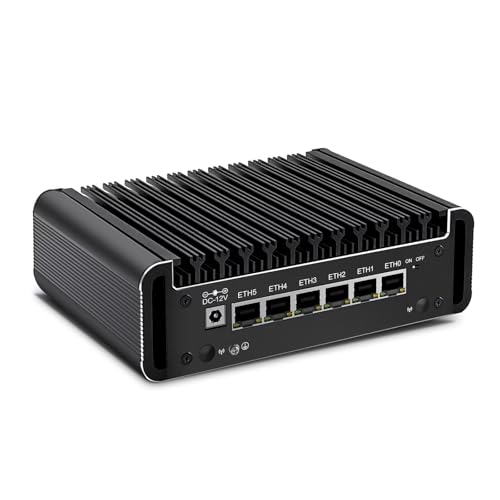 ROUAFWIT Mini PC Firewall Appliance N150 (Upgraded N100), Fanless Micro Computer, DDR5 NORAM NO SSD, 6 x 2.5Gbe i226-V, Triple Display, TF Slot von ROUAFWIT