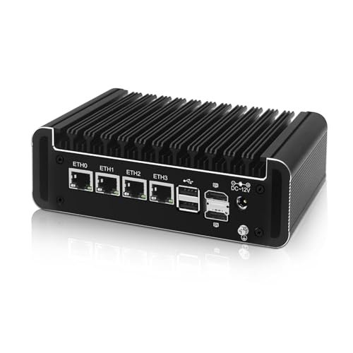 ROUAFWIT Mini PC N150 (Upgraded N100) Firewall, Fanless Micro Appliance, DDR5 8GB RAM 256GB SSD, 4 x i226V 2.5GbE LAN OPNsense Hardware, AES-NI, 2 xSATA3.0, Type C von ROUAFWIT
