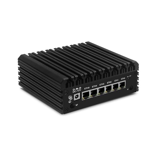 ROUAFWIT Mini PC N150 (Upgraded N100) Firewall Appliance, DDR5 NO RAM NO SSD Fanless Appliance, Micro Computer, 6 x 2.5Gbe i226-V, Triple 4K Display, TF Slot von ROUAFWIT