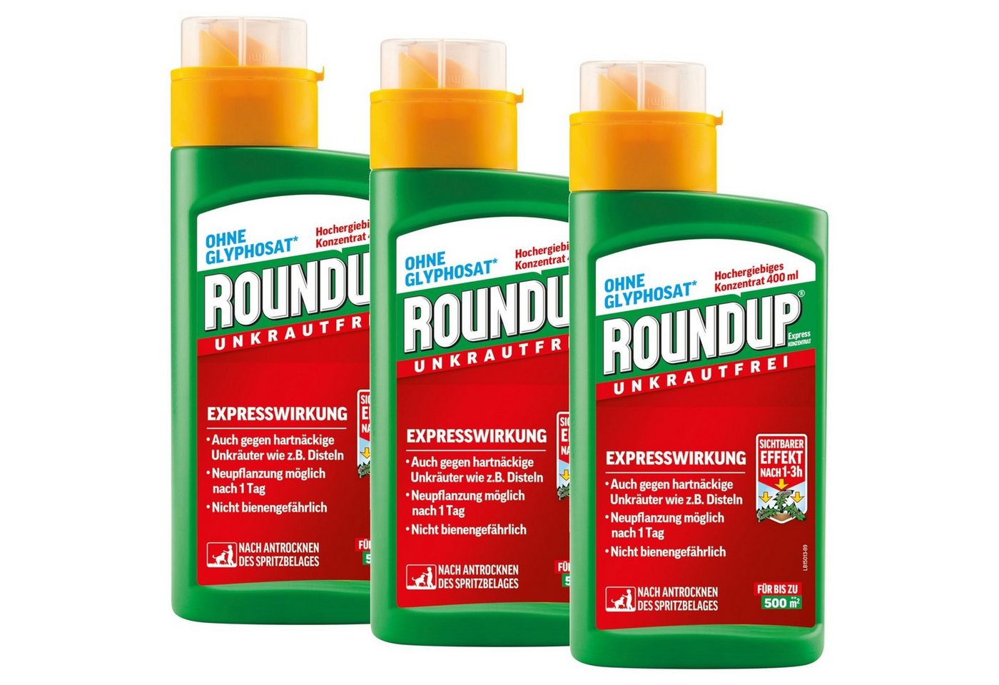 ROUNDUP Unkrautbekämpfungsmittel Roundup Express Konzentrat - 3x 400 ml von ROUNDUP