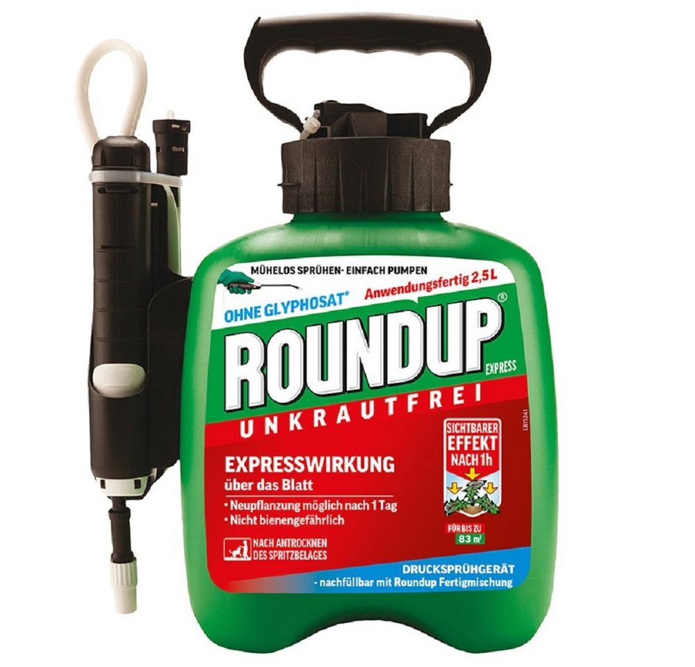 ROUNDUP Unkrautbekämpfungsmittel Roundup Express Unkrautfrei Anwendungsfertig Drucksprüher 2,5L von ROUNDUP
