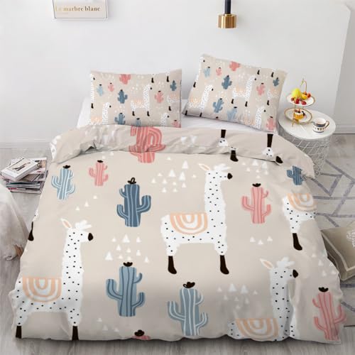 ROUSKI Bettwäsche Alpaka 135x200 cm 4teilig 100% Mikrofaser Kinderbettwäsche Kawaii Tiere Wendebettwäsche mit Reißverschluss 3D Motiv Zimmer Dekor Bettwäsche-Sets mit 2 Kissenbezüge 80x80 ROUSKI Bettwäsche Alpaka 135x200 cm 4teilig 100% Mikrofaser Kinderbettwäsche Kawaii Tiere Wendebettwäsche mit Reißverschluss 3D Motiv Zimmer Dekor Bettwäsche-Sets mit 2 Kissenbezüge 80x80 von ROUSKI