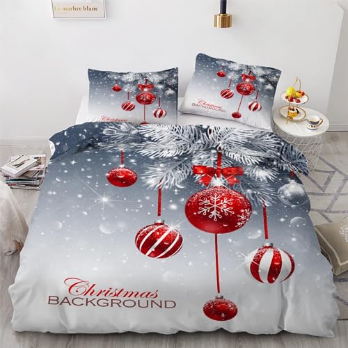 ROUSKI Bettwäsche Weihnachten 135x200 cm 2teilig 100% Leicht Mikrofaser Kinderbettwäsche Winter Thema Bettbezug mit Reißverschluss 3D Motiv Zimmer Dekor Bettwäsche-Sets mit Kissenbezüge 80x80 von ROUSKI