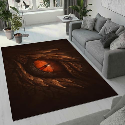 ROUSKI Drachen Teppich Wohnzimmer Schlafzimmer 3D Muster Design Retro Drache Teppiche rutschfest Waschbarer Kurzflor Teppich Grösse 100x200 cm Flauschig Weich Soft Home Outdoor Carpet Matte von ROUSKI