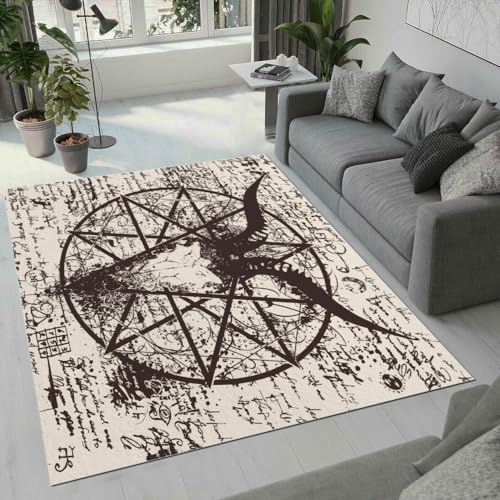 ROUSKI Schädel Teppich Wohnzimmer Schlafzimmer 3D Muster Design Gothic Totenkopf Teppiche rutschfest Waschbarer Kurzflor Teppich Grösse 180x240 cm Flauschig Weich Soft Home Outdoor Carpet Matte von ROUSKI