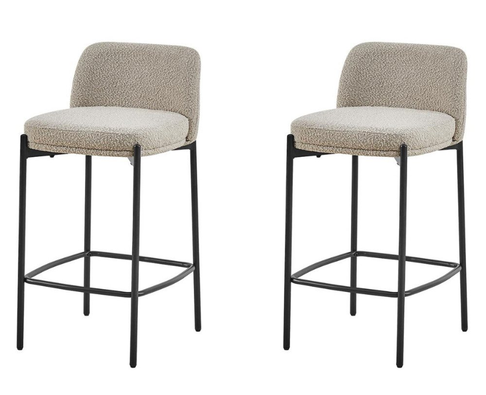 ROUSSEAU Barhocker 2er Set Barhocker Ella Bouclé-Stoff, H 85 x B 37 x T 42 cm, Sandfarbener Stoff, Metallbeine, Barstuhl Hocker Stuhl ROUSSEAU Barhocker 2er Set Barhocker Ella Bouclé-Stoff, H 85 x B 37 x T 42 cm, Sandfarbener Stoff, Metallbeine, Barstuhl Hocker Stuhl von ROUSSEAU