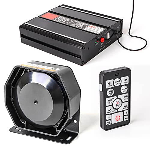 ROUTEKING Auto Alarm Notfall Sirene 20 mit drahtloser Fernbedienung Handheld-Mikrofon 200W 118-130DB 12V Dual 20A Hilfsschalter für Polizei-Feuerwehrfahrzeuge von ROUTEKING