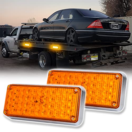 ROUTEKING Drahtlose Warnleuchte Blinklicht - 2x42 Magnetische 5 Stroboskop-Modi Blitzleuchte für Truck Traktor, wiederaufladbare tragbare Trailer mit drahtloser Notfallleuchte (gelb) von ROUTEKING
