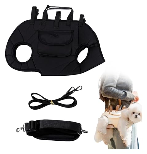 Hunderucksack, Kleiner Hunderucksack, Ganzkörper-Hebegeschirr for Hunde Mit Verstellbarer Leine Und Kleiner Leckerli-Tasche for Welpen, Geeignet for Hunde(Noir,S(4-8catty)) von ROUYA