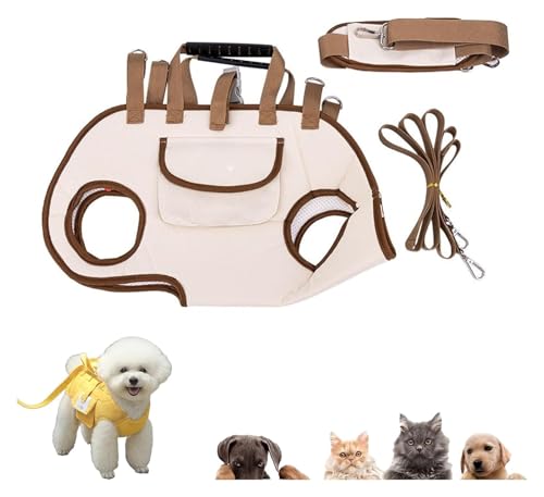 Puppy, Wendbare Hundetragetasche, Freihändige Schultertrage, Hunderucksacktrage for Kleine Hunde, Verstellbares, Sicheres Design for Wandern(Light Brown,S(4-8catty)) von ROUYA