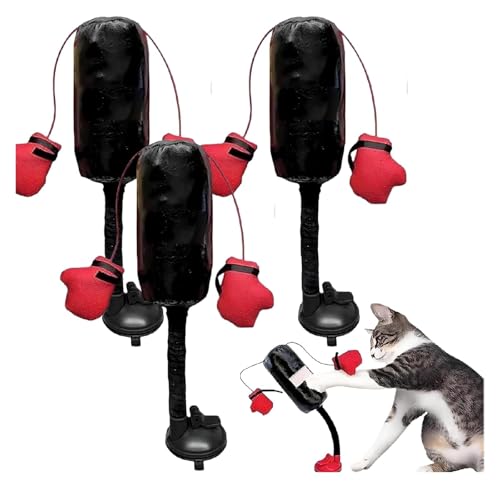 ROUYA Katzen-Boxspielzeug, Verbindet Boxsack Mit Gefüllten Boxhandschuhen, Interaktives Kätzchen-Spielzeug, Boxsack, Lustige, Haustierfreundliche Hängende Boxsäcke for Katzen-Teaser-Spielzeug(3pcs) von ROUYA