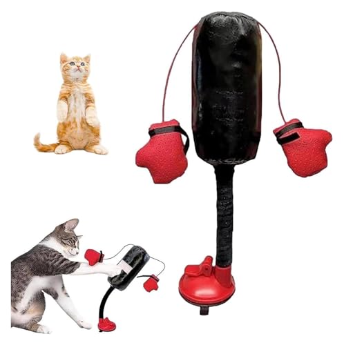 ROUYA Katzen-Boxspielzeug, Verbindet Boxsack Mit Gefüllten Boxhandschuhen, Interaktives Kätzchen-Spielzeug, Boxsack, Lustige, Haustierfreundliche Hängende Boxsäcke for Katzen-Teaser-Spielzeug(1pcs) von ROUYA
