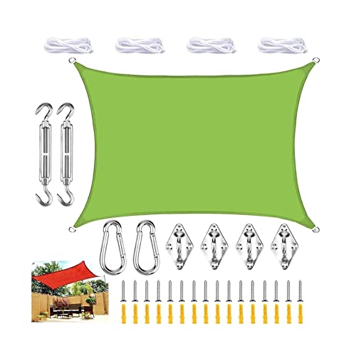 ROUYA Sonnensegel Rechteckiges Sonnensegel Aus HDPE Mit UV-Schutz-Kit. Der Stoff Ist Schattenbeständig, Belüftet Und Atmungsaktiv Und Blockiert 90% Der UV-Strahlen. Das(Green,1.8x2m) von ROUYA