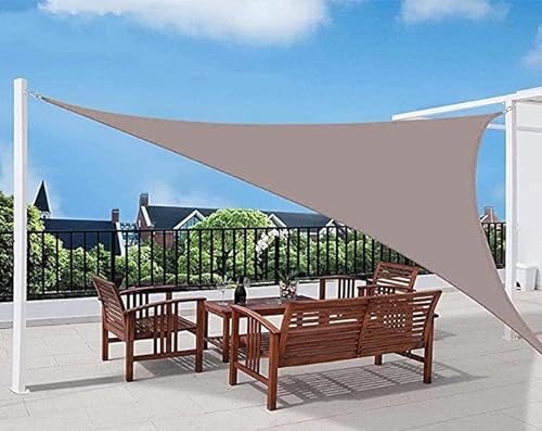 Sonnensegel Sonnensegel Dreieckig, Wasserdicht Sonnenschutz Sonnensegel Dreieck Rechtwinklig, 95% UV Schutz, Inkl Befestigungsseile Für Balkon Terrasse Garten (Color : Khaki, Size : 4x4x5.7m) von ROUYA