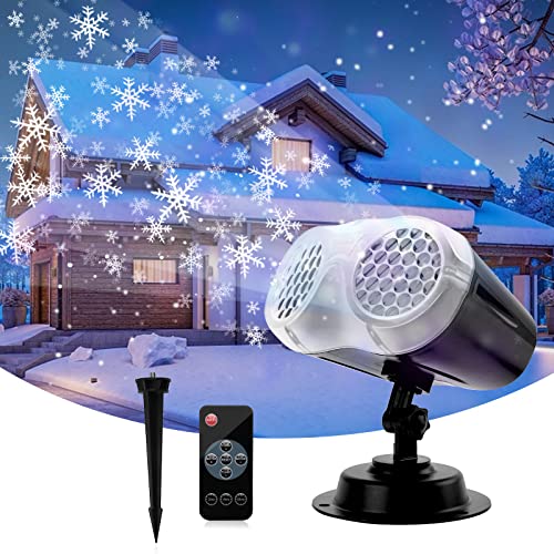 Projektor Weihnachten ROVLAK LED Projektor Weihnachten mit IP65 Wasserdicht und Timer, Projektionslampe mit Schneeflocken 54m² für Weihnachtsgeschenke, Innen und Außen Deko Schnee, Weihnachtsdeko von ROVLAK